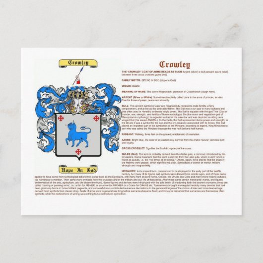 Carte Postale Crowley (signification) (Devant)