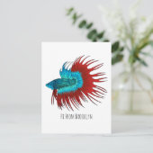 Carte Postale Crowntail betta fish dessin animé (Debout devant)