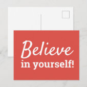 Carte Postale Croyance en vous-même Citation Inspirante Rouge Bl (Devant / Derrière)