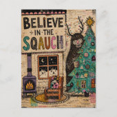 Carte Postale Croyez au Collage de Noël Squatch (Devant)
