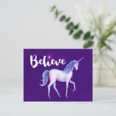 Carte Postale Croyez avec Unicorn dans les aquarelles pastel (Debout devant)