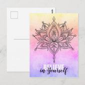 Carte Postale Croyez En Vous Lotus Mandala (Devant / Derrière)