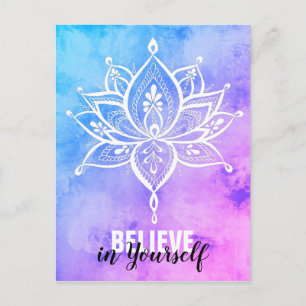 Carte Postale Croyez En Vous Lotus Mandala Pink Blue