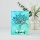 Carte Postale Croyez En Vous Lotus Mandala Turquoise (Debout devant)