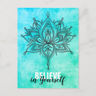 Carte Postale Croyez En Vous Lotus Mandala Turquoise