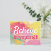 Carte Postale Croyez en vous-même Inspiration Quote Aquarelle (Debout devant)