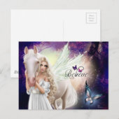 Carte Postale Croyez Imaginaire Fairy Angel avec Cheval Blanc (Devant / Derrière)