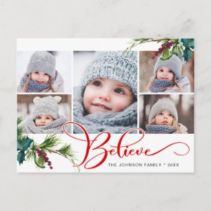 Carte Postale Croyez Noël 5 photo Collage de voeux Fêtes