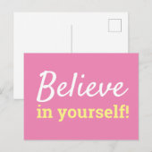 Carte Postale Croyiez en Vous-Même Citation Rose Blanc (Devant / Derrière)