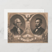 Carte Postale Cru de George Washington Abraham Lincoln Eagle USA (Devant / Derrière)