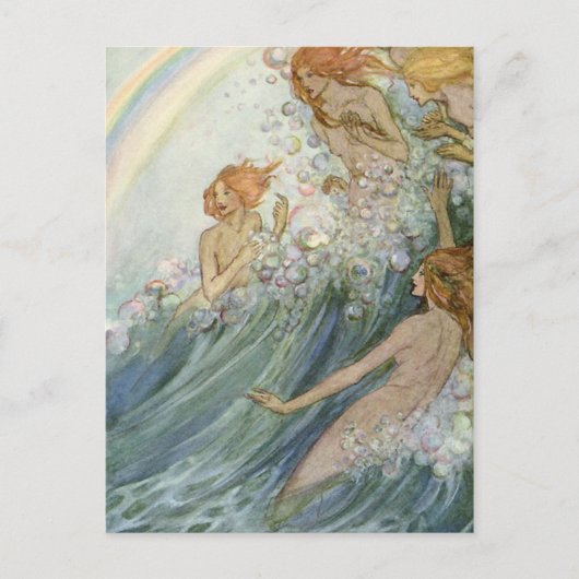 Carte Postale Cru - sirènes et un arc-en-ciel, (Devant)