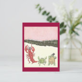 Carte Postale Crustacés dansants et tortue sur la plage (Debout devant)