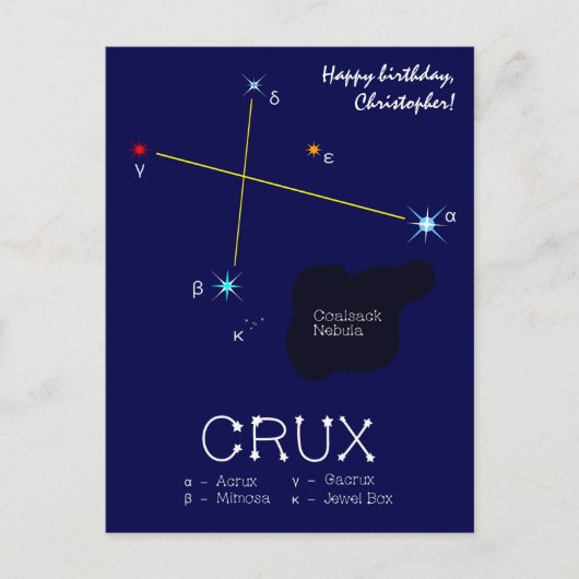 Carte Postale Crux de constellation de l'hémisphère sud (Devant)