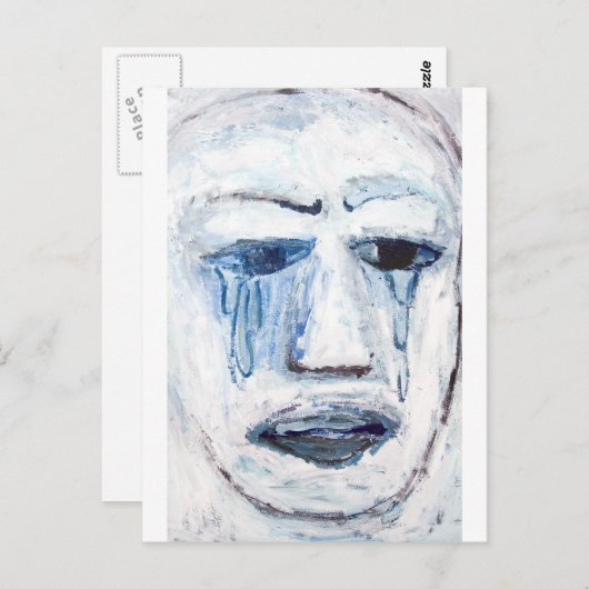 Carte Postale Cry Man (visage portrait expressionnisme) (Devant / Derrière)