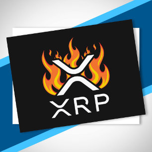 Carte Postale Cryptomonnaie XRP Crypto Flammes Orange Feu Fondre