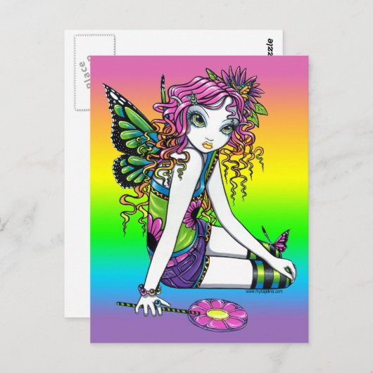 Carte postale "Crystal" Candy Rainbow Butterfly Fa (Devant / Derrière)