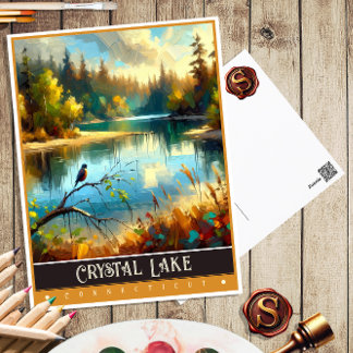 Carte Postale Crystal Lake, Connecticut | Peinture Vintage