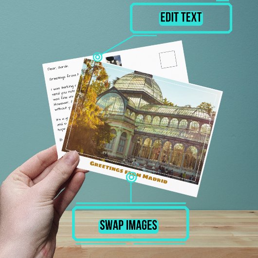 Carte Postale Crystal Palace Retiro à Madrid Espagne Moderne