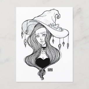 Carte Postale Crystal Witch Inktober Art Imprimer sur