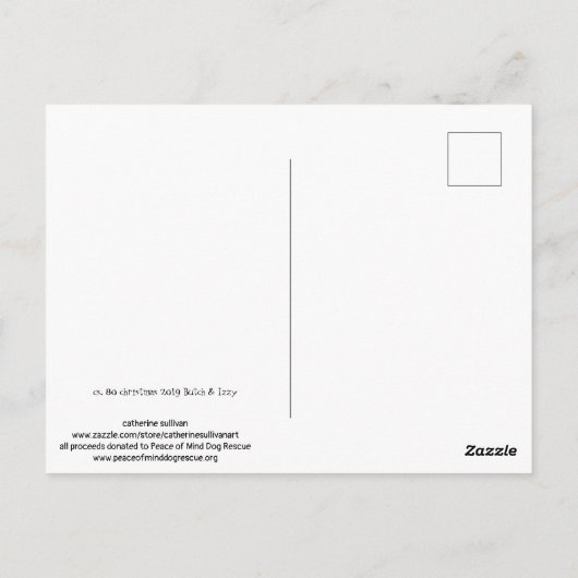 Carte Postale cs. 80 peinture à l'aquarelle chiots de Noël (Dos)