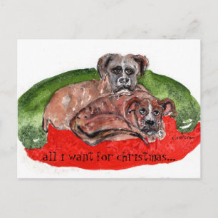 Carte Postale cs. 80 peinture à l'aquarelle chiots de Noël