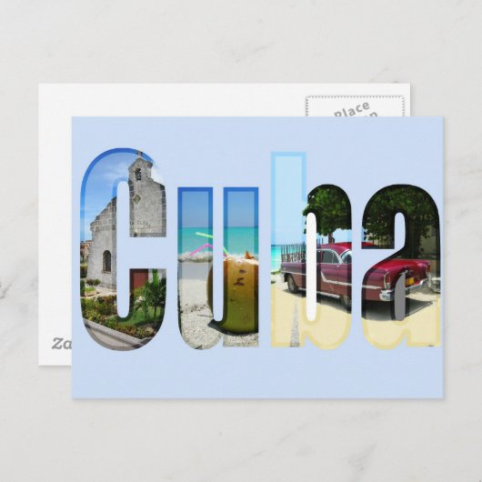 Carte Postale Cuba avec différentes scènes dans les lettres (Devant / Derrière)