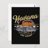 Carte Postale Cuba Havane Ancienne voiture cubaine Plage caribée (Devant / Derrière)