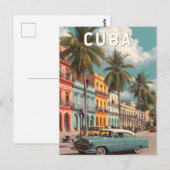 Carte Postale Cuba Illustration Voyage Art Vintage (Devant / Derrière)