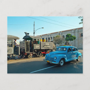 Carte Postale Cubain vapeur et voiture