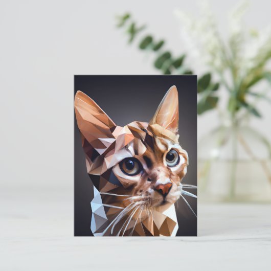 Carte Postale Cube Chat IA Art Généré (Debout devant)