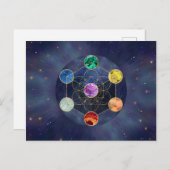 Carte Postale Cube de Metatron Chakras Géométrie sacrée (Devant / Derrière)
