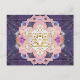 Carte Postale Cube de Metatron en pierre précieuse lotus