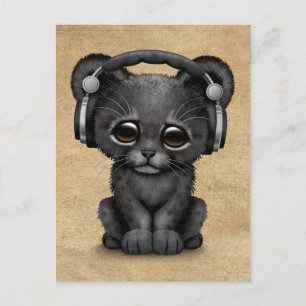 Carte Postale Cube Panthère Noire Cub Dj Porte Un Casque
