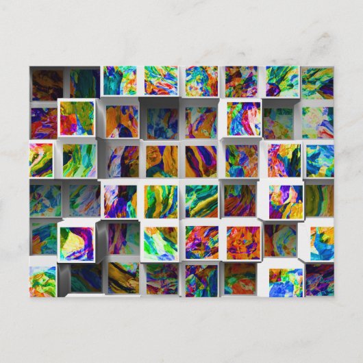 Carte Postale Cubes 3D Multicolores À Capture D'Oeil Abstraits (Devant)