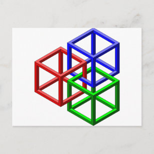 Carte Postale Cubes Impossible Géométrie Illusion Optique