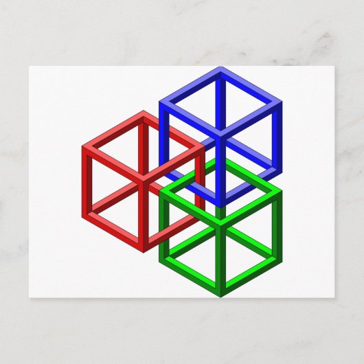 Carte Postale Cubes Impossible Géométrie Illusion Optique (Devant)