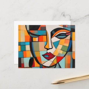Carte Postale Cubisme Abstrait visage dame