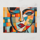Carte Postale Cubisme Abstrait visage dame (Devant)