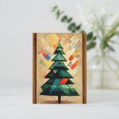 Carte Postale Cubisme. Arbre de Noël peint de manière moderne et (Debout devant)