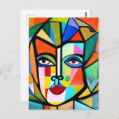 Carte Postale Cubisme Visage Abstrait (Devant / Derrière)
