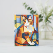 Carte Postale Cubiste Abstraite Calico Cat (Debout devant)