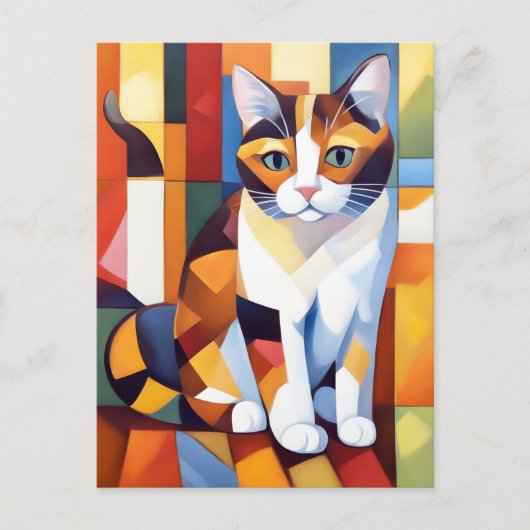 Carte Postale Cubiste Calico Cat Art (Devant)