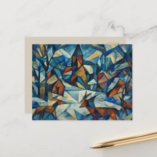 Carte postale cubiste expressionniste de village d (Devant/Arrière en situation)