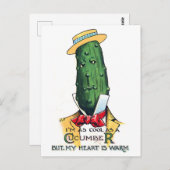 Carte Postale Cucumber dessin animé avec message d'amour, drôle  (Devant / Derrière)