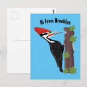 Carte Postale Cue drôle Pileated woodpecker dessin d'illustratio (Devant / Derrière)