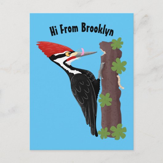 Carte Postale Cue drôle Pileated woodpecker dessin d'illustratio (Devant)