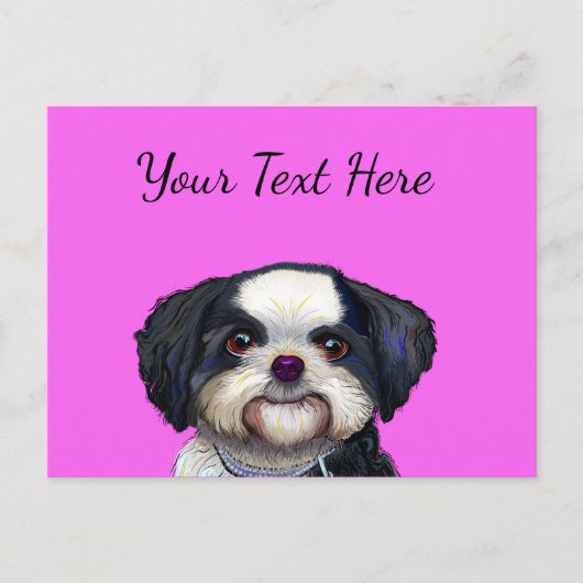 Carte Postale Cue Shih Tu Dog Design, adorable image de chiot (Devant)