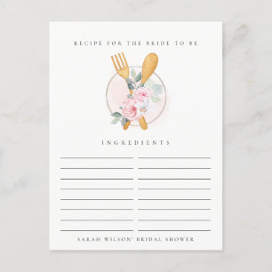 Carte Postale Cuillère Fourchette Floral Demande de Recette Ente