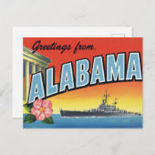Carte Postale Cuirassé et Capitole de l'Alabama (Devant / Derrière)