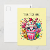 Carte Postale Cuire milk shake ajouter texte crème glacée (Devant / Derrière)